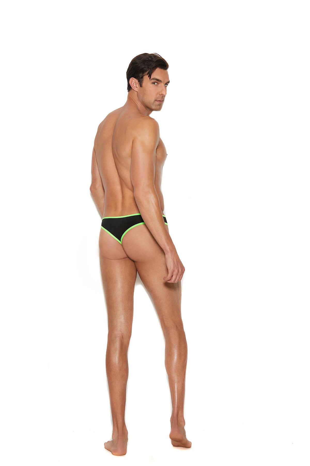 Elegant Moments Men's Thong With Neon Green Trim